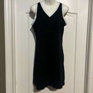 CALVIN KLEIN Black V-Neck Sleeveless Dress with White Trim S / P